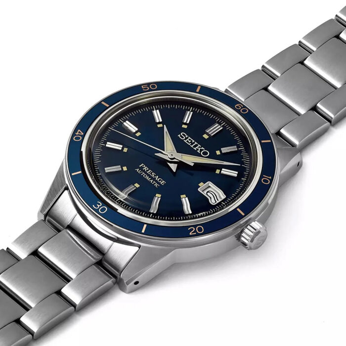 Seiko Presage Style60's Automatic Blue Dial Silver Steel Strap Watch for Men - SRPG05J1 - Image 4